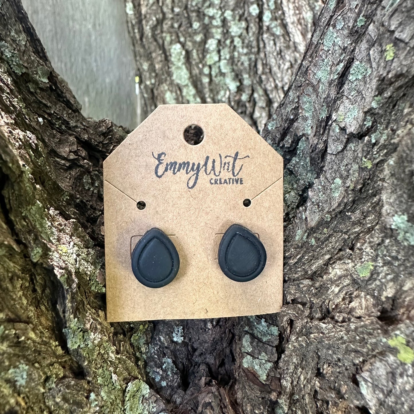 Black Teardrop Studs
