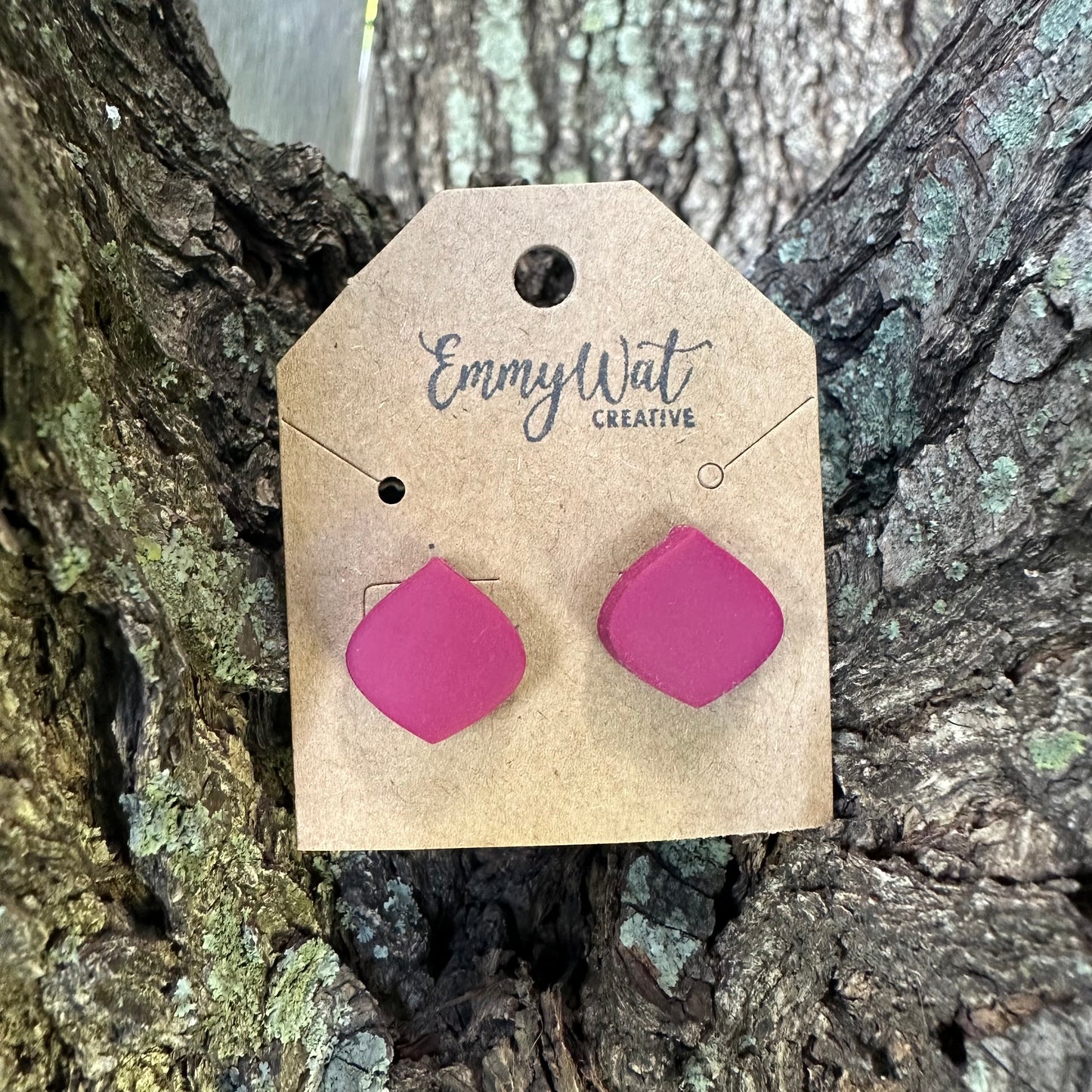 Burgundy Rounded Diamond Studs
