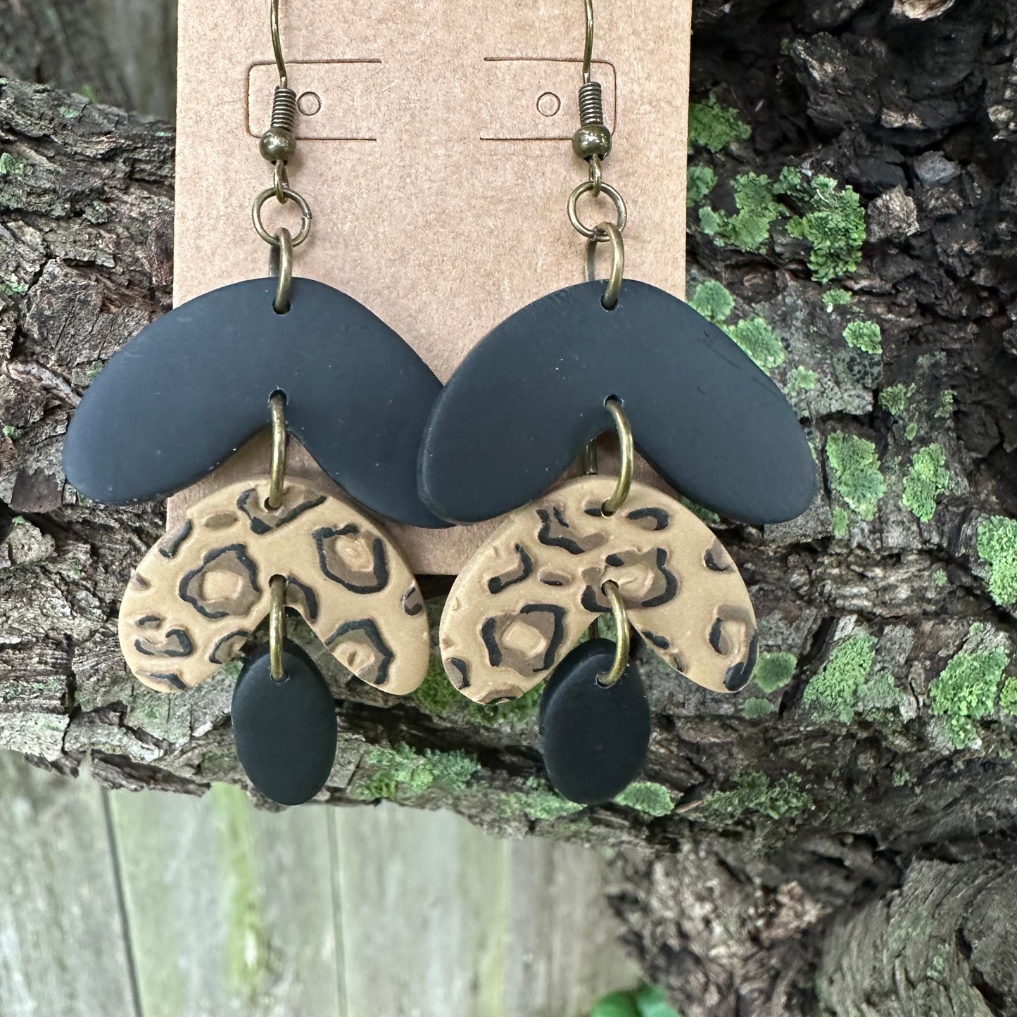 Hand Painted Leopard Drop Earrings