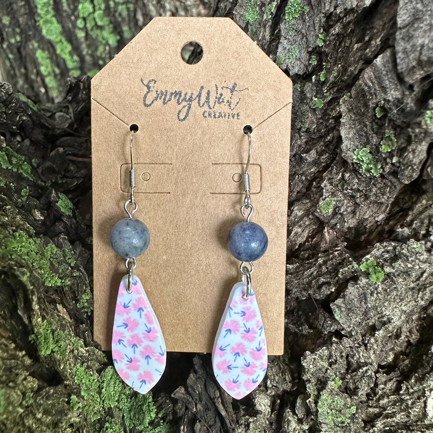 Pink and Blue Floral Teardrop