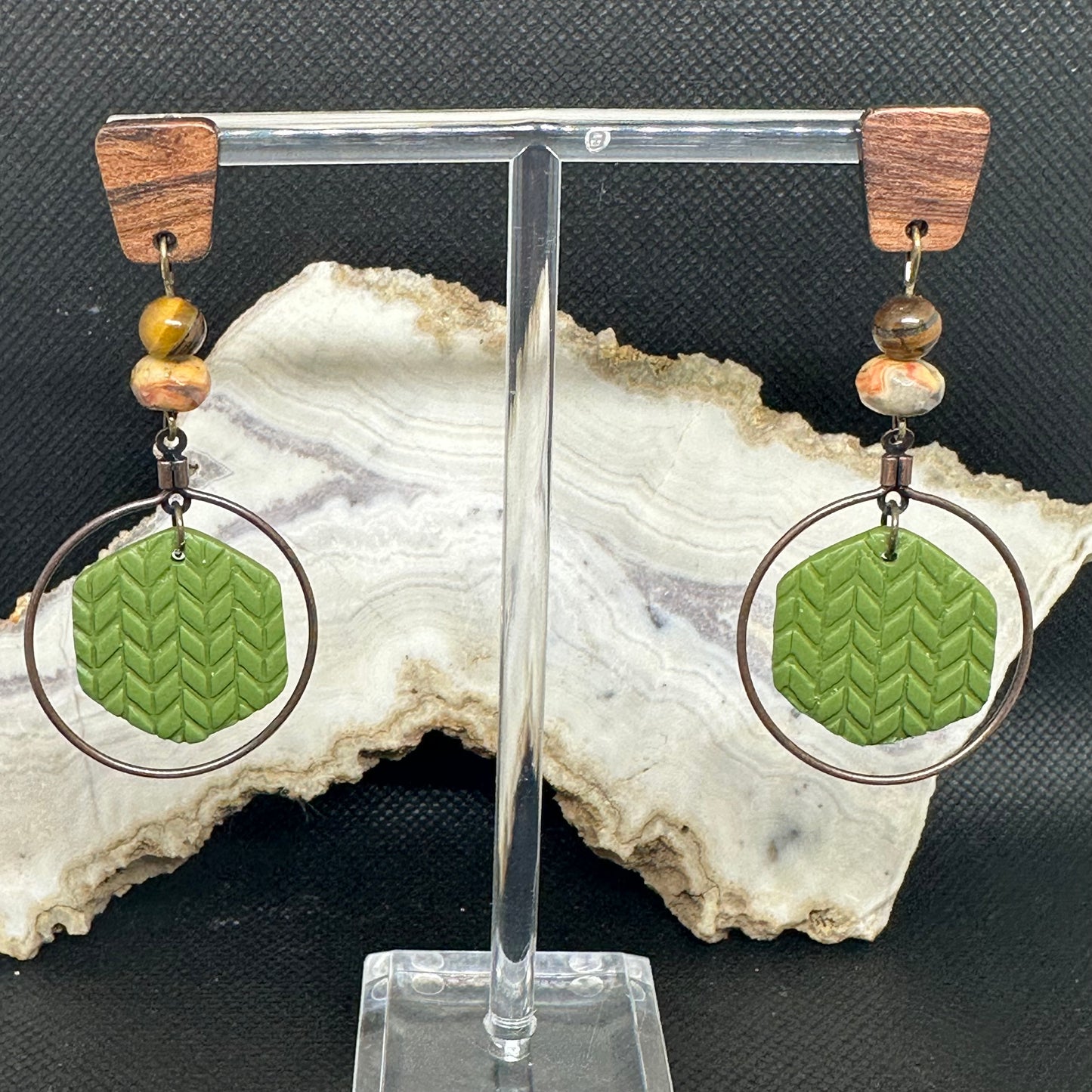 Green Hexagon Dangle