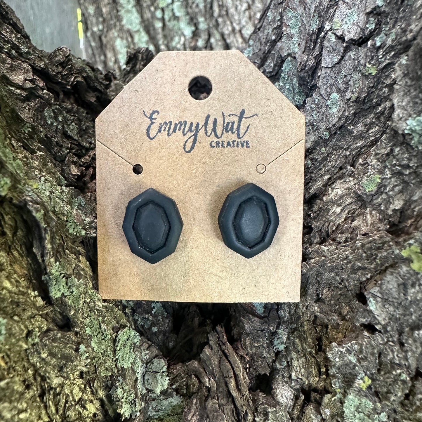 Black Octagon Studs
