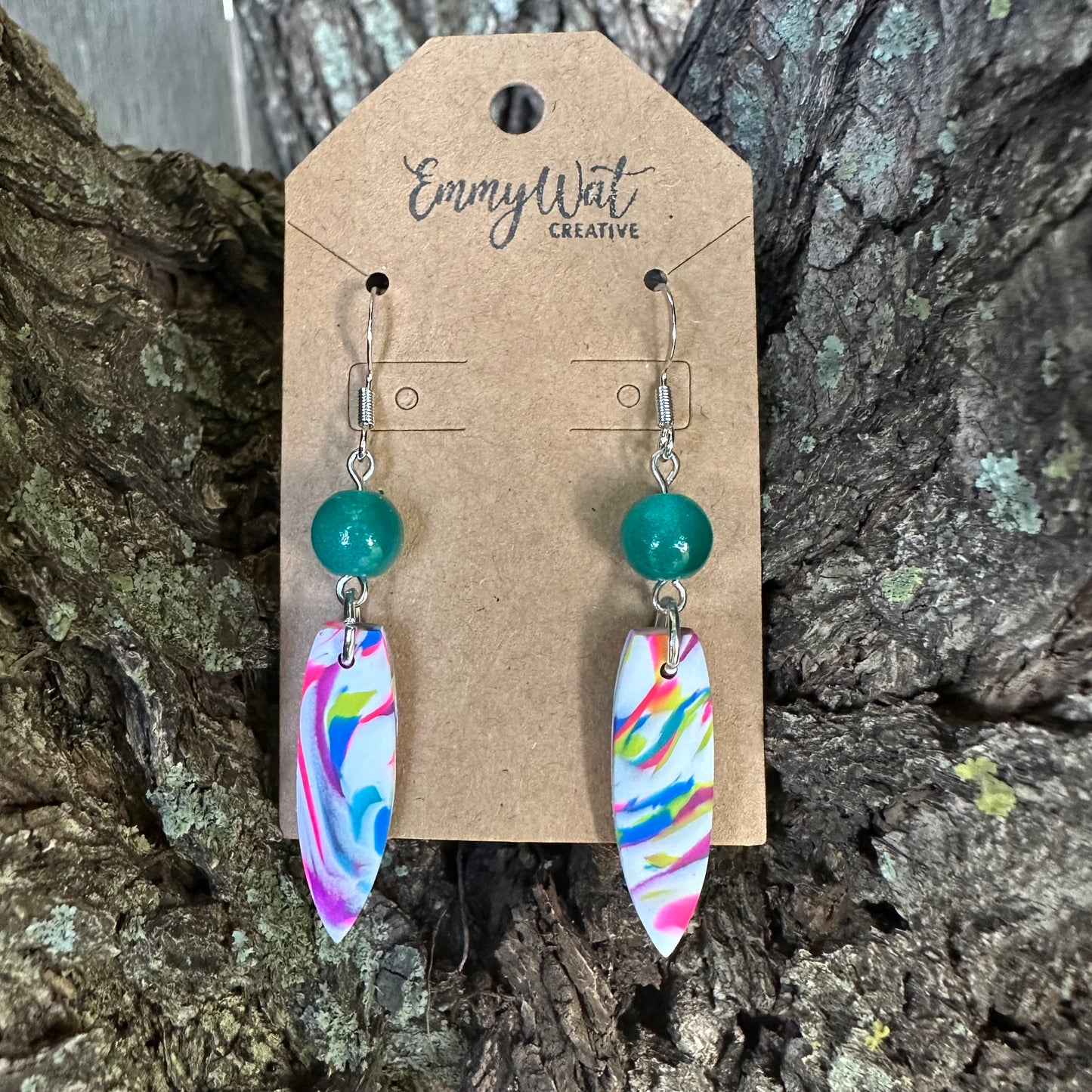 Neon Swirl Dagger Earrings