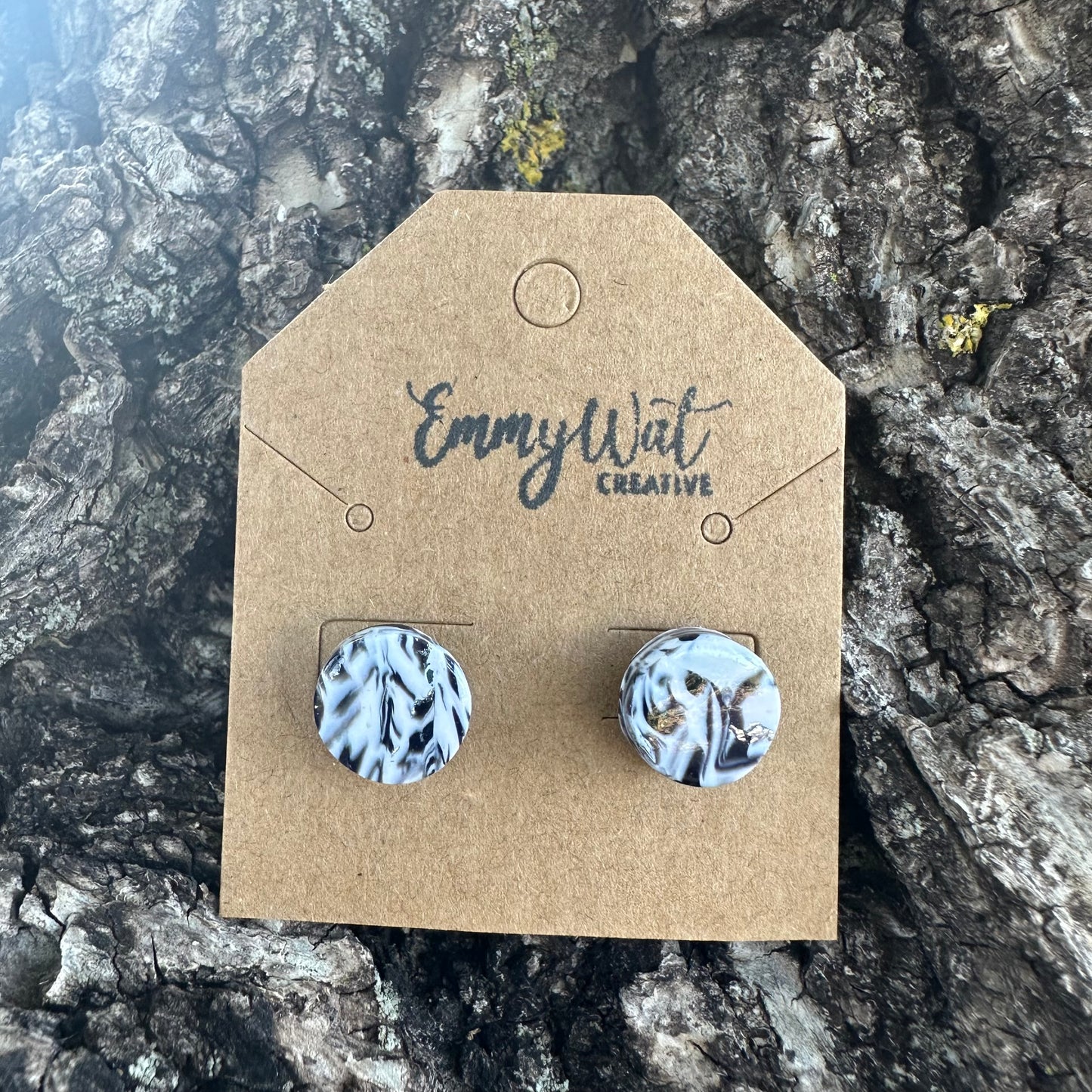 Monochrome Marble Circle Studs