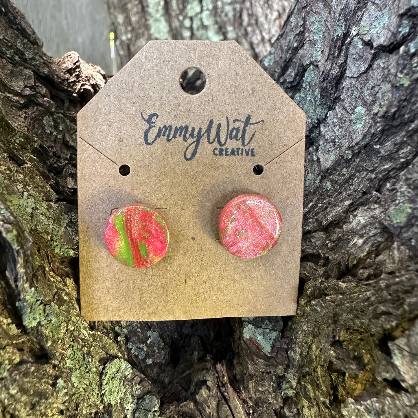 Round Coral and Lime Studs