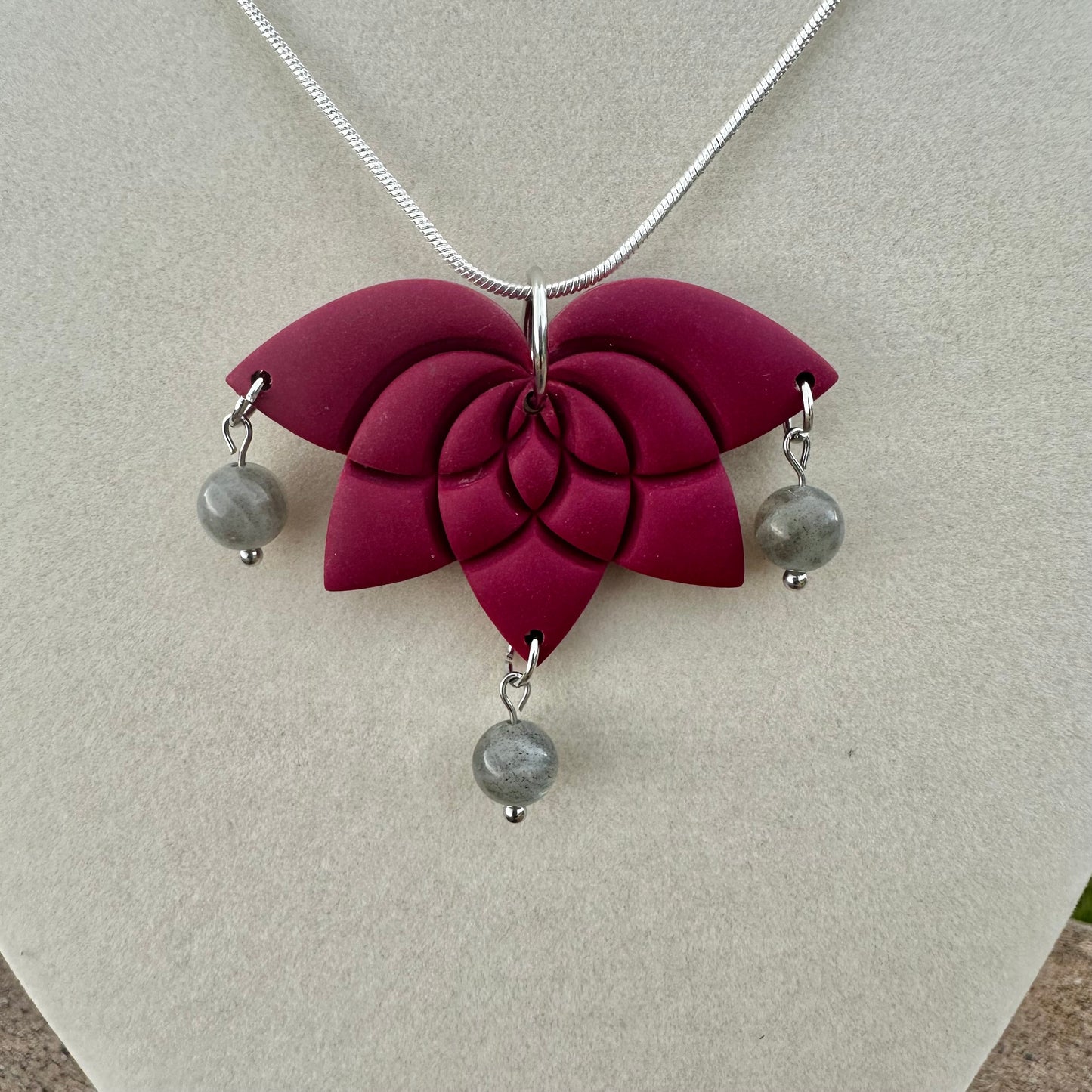 Burgundy Lotus Bloom Necklace
