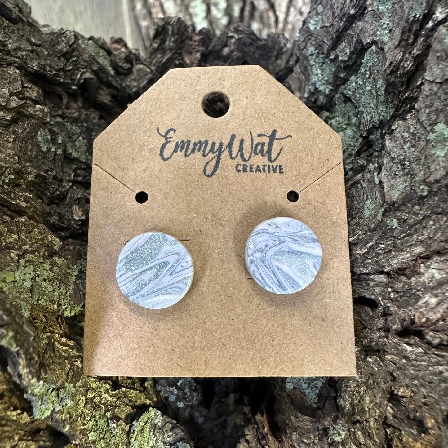 Silver Marble Swirl Studs