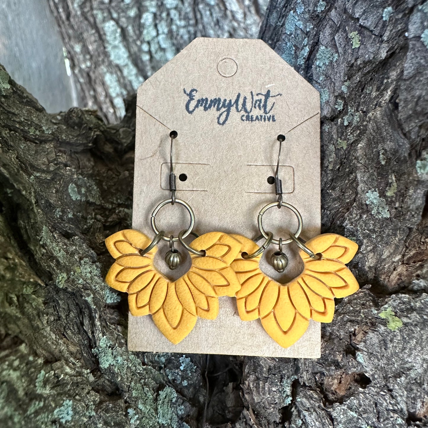 Mustard Petal Fan Earrings