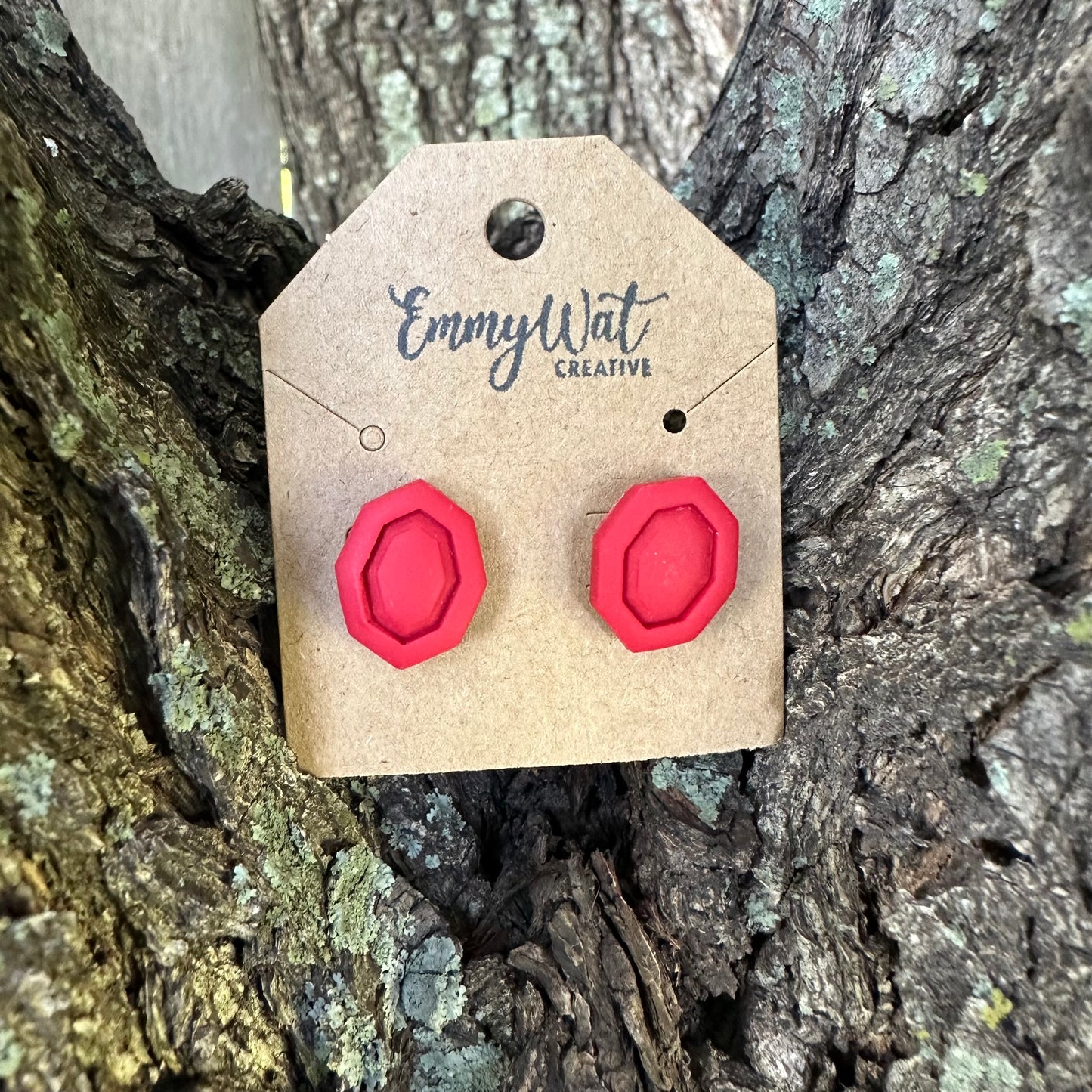 Red Octagon Studs