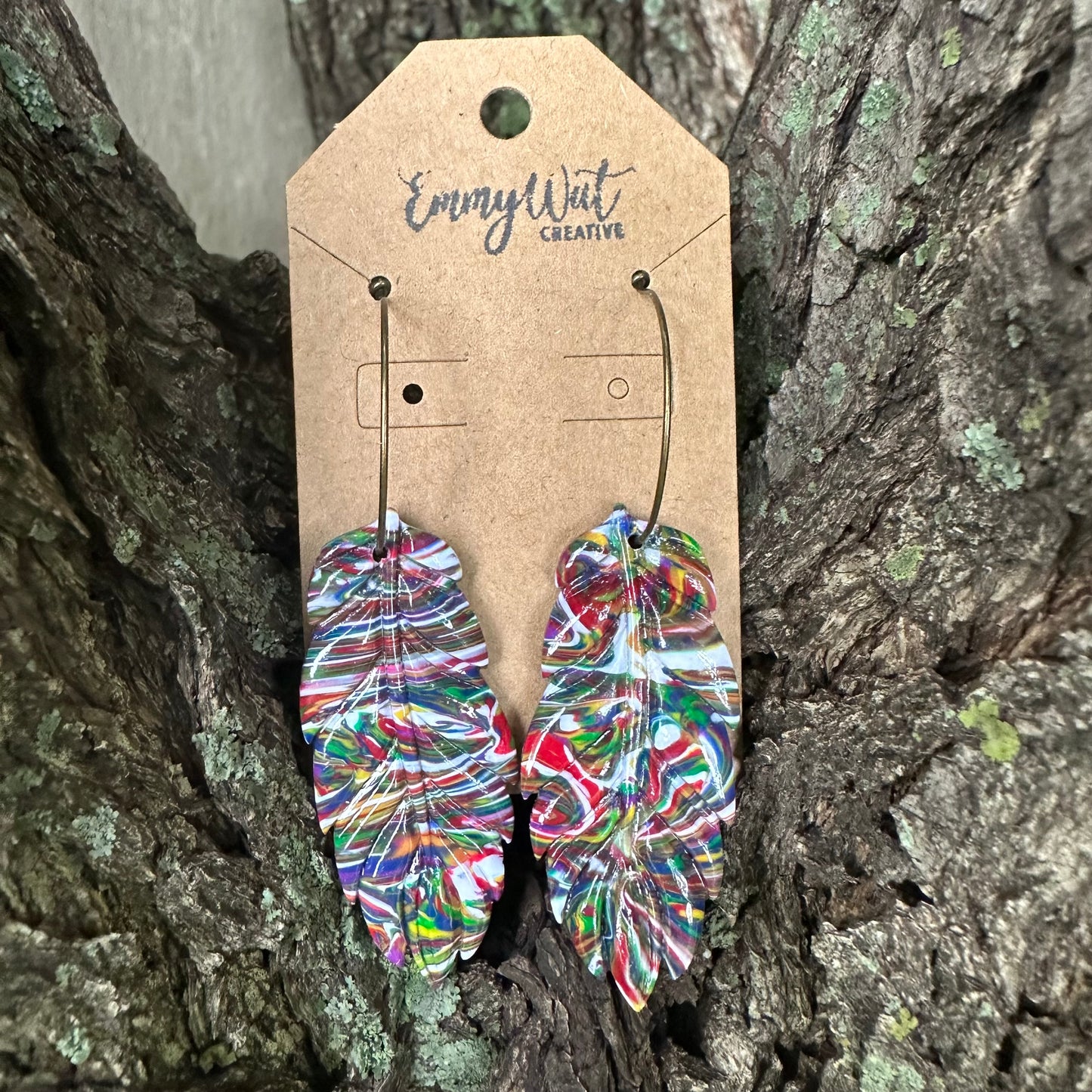 Marble Rainbow Feathers