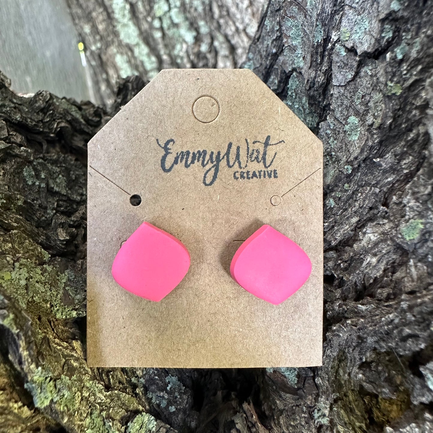 Pink Rounded Diamond Studs