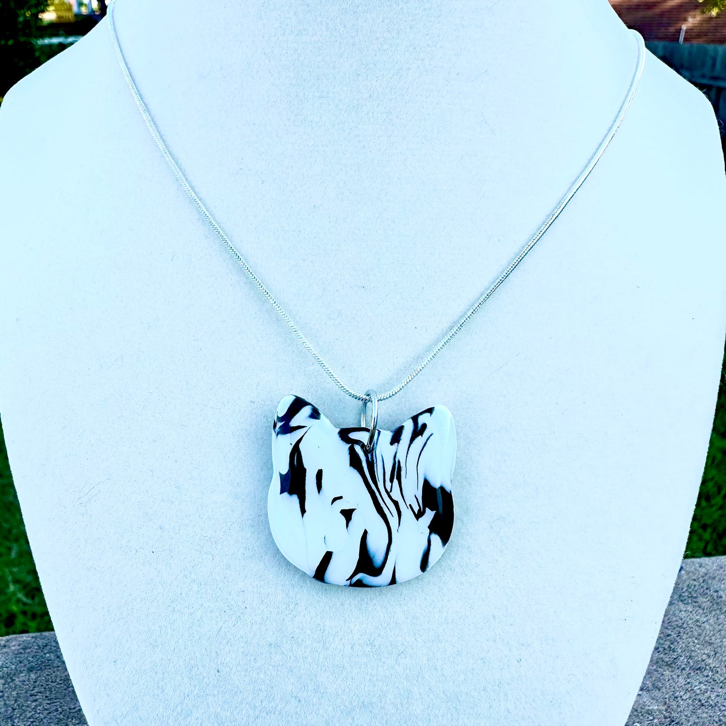Black and White Cat Necklace