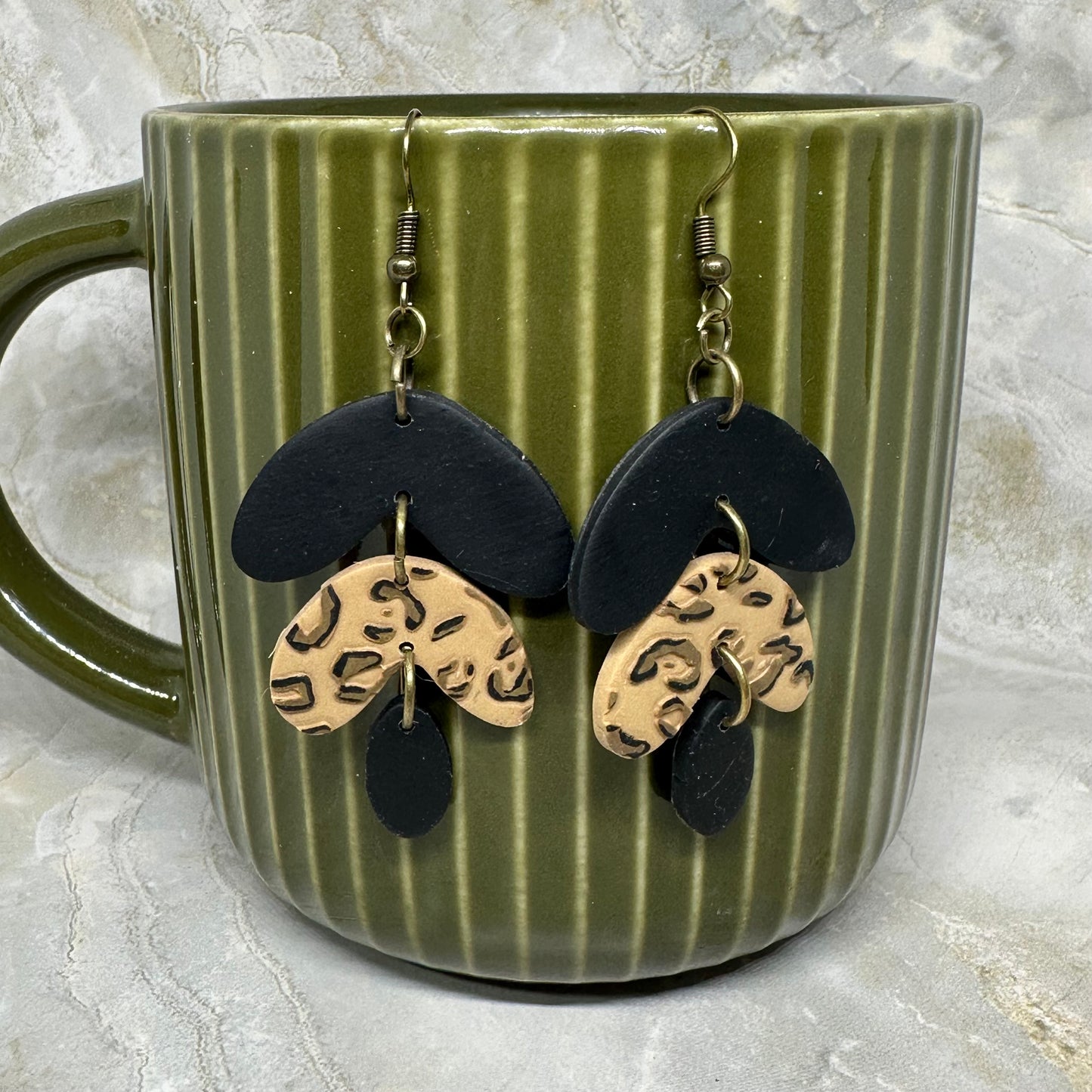 Hand Painted Leopard Drop Earrings