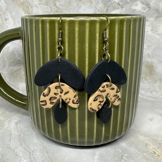 Hand Painted Leopard Drop Earrings