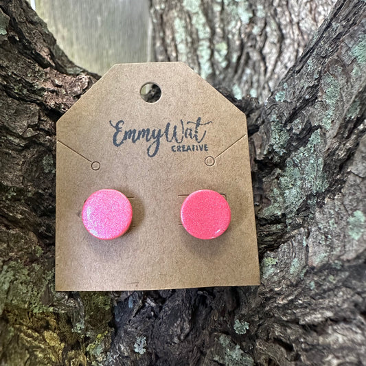 Round Salmon Pearl Studs