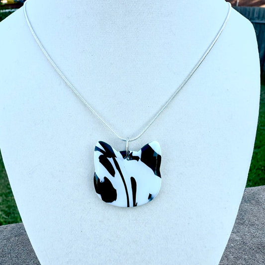 Black and White Cat Necklace