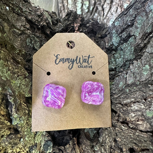 Amethyst Debossed Clover Studs