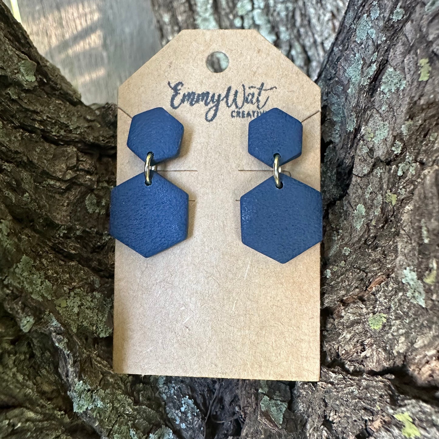 Midnight Navy Double Hexagon Drops