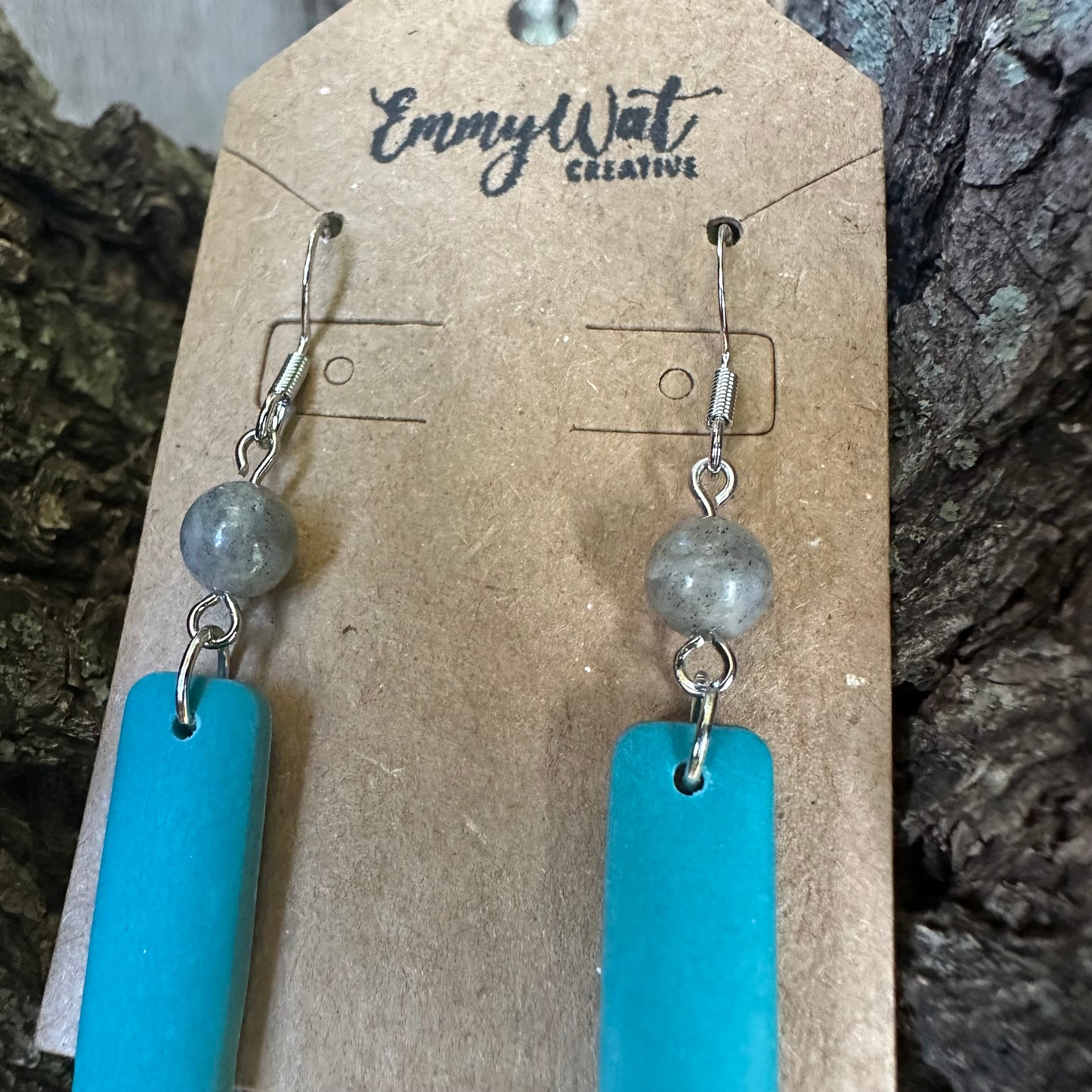 Bold Teal Bar Earrings