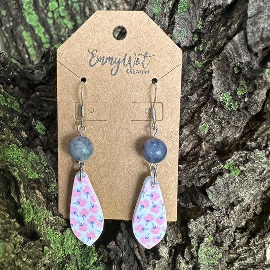 Pink and Blue Floral Teardrop