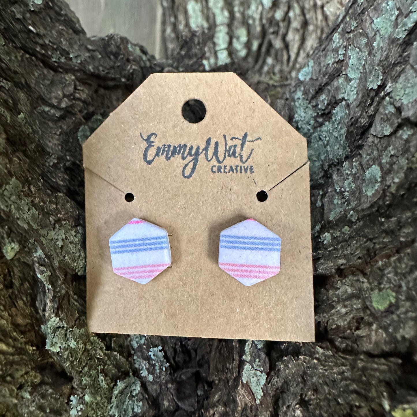 Striped Hexagon Studs