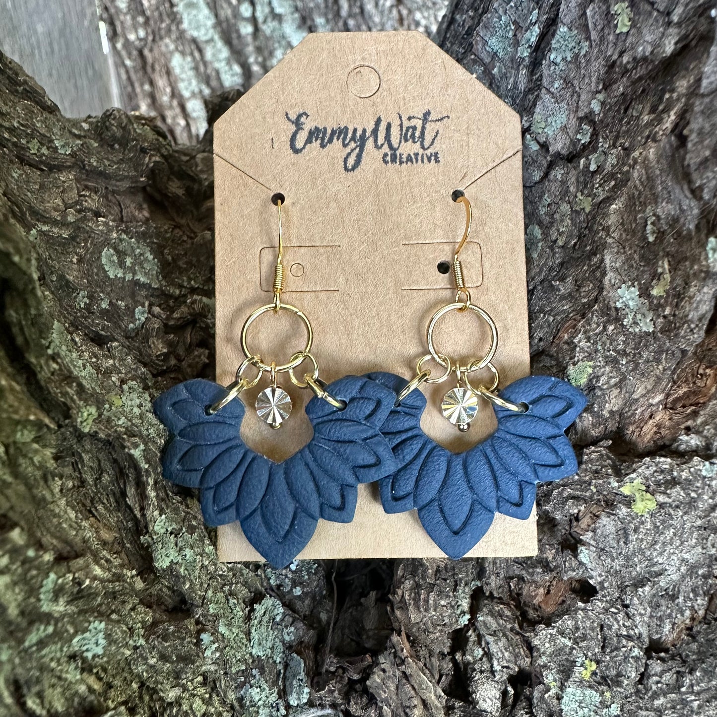 Navy Petal Fan Earrings