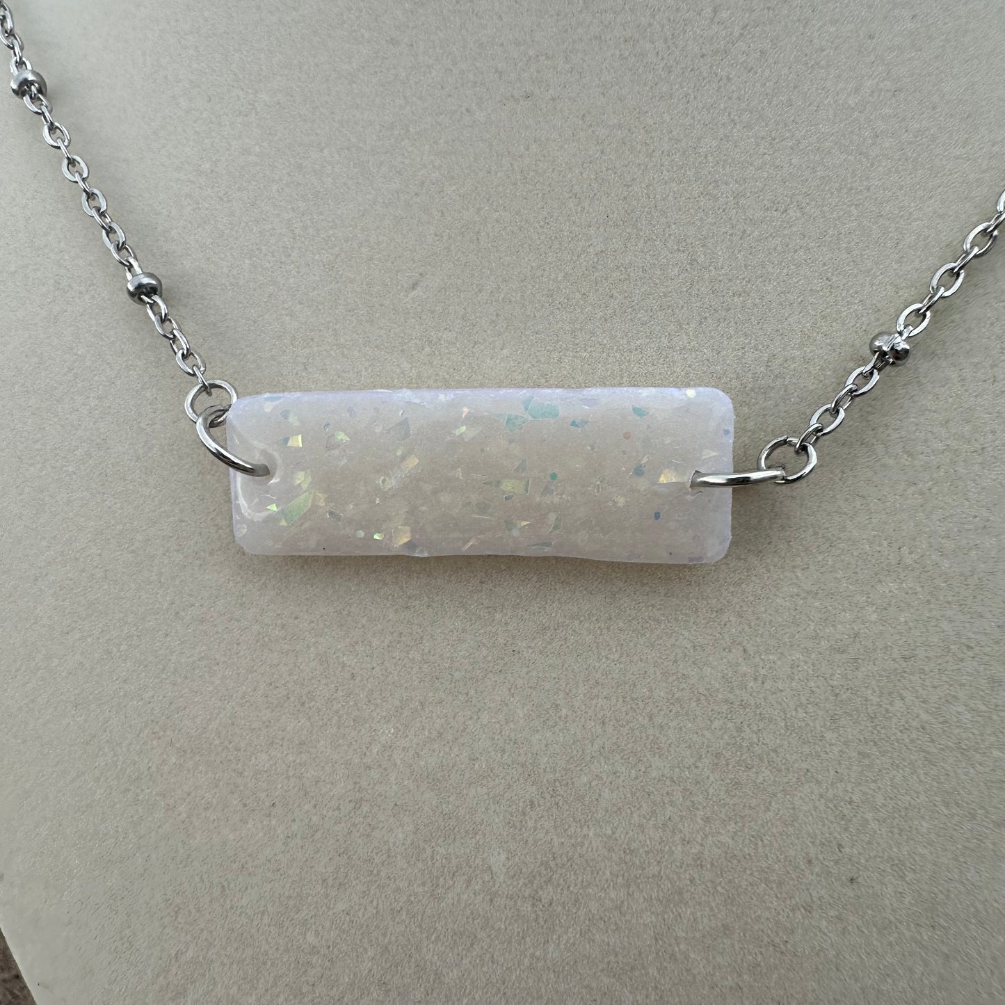 Opal Inspired Bar Necklace