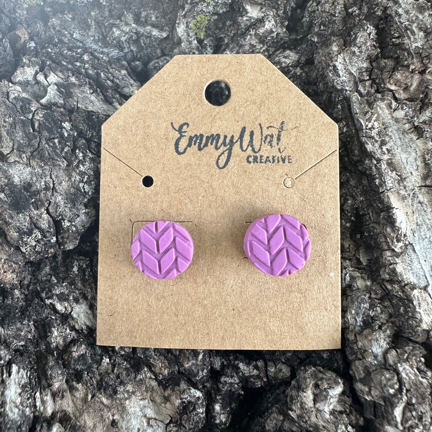 Mauve Herringbone Studs