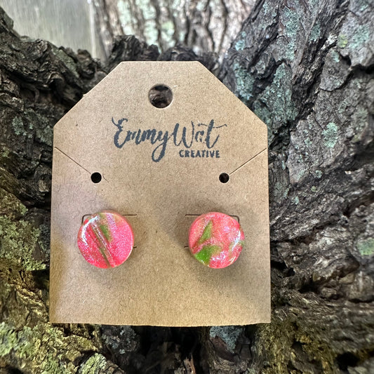 Round Coral and Lime Studs