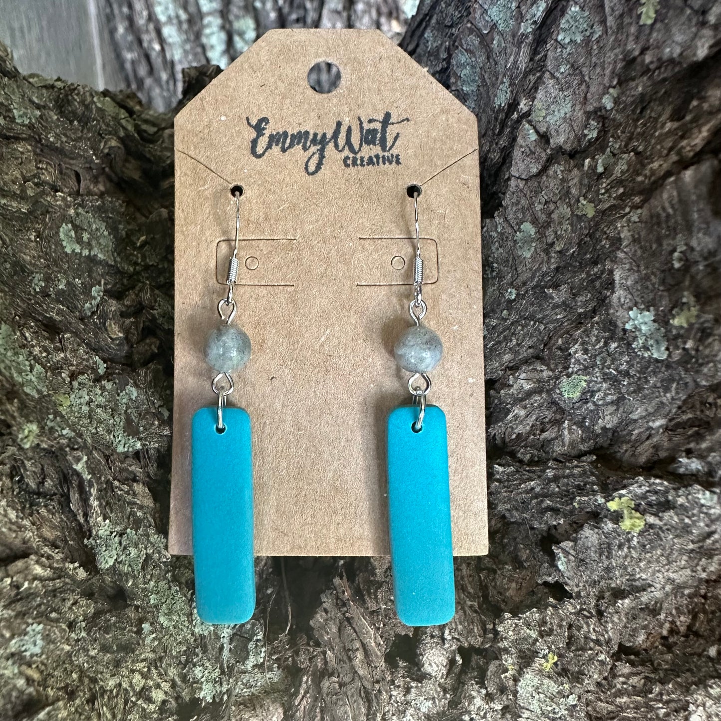 Bold Teal Bar Earrings