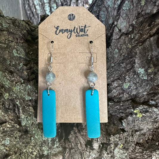 Bold Teal Bar Earrings