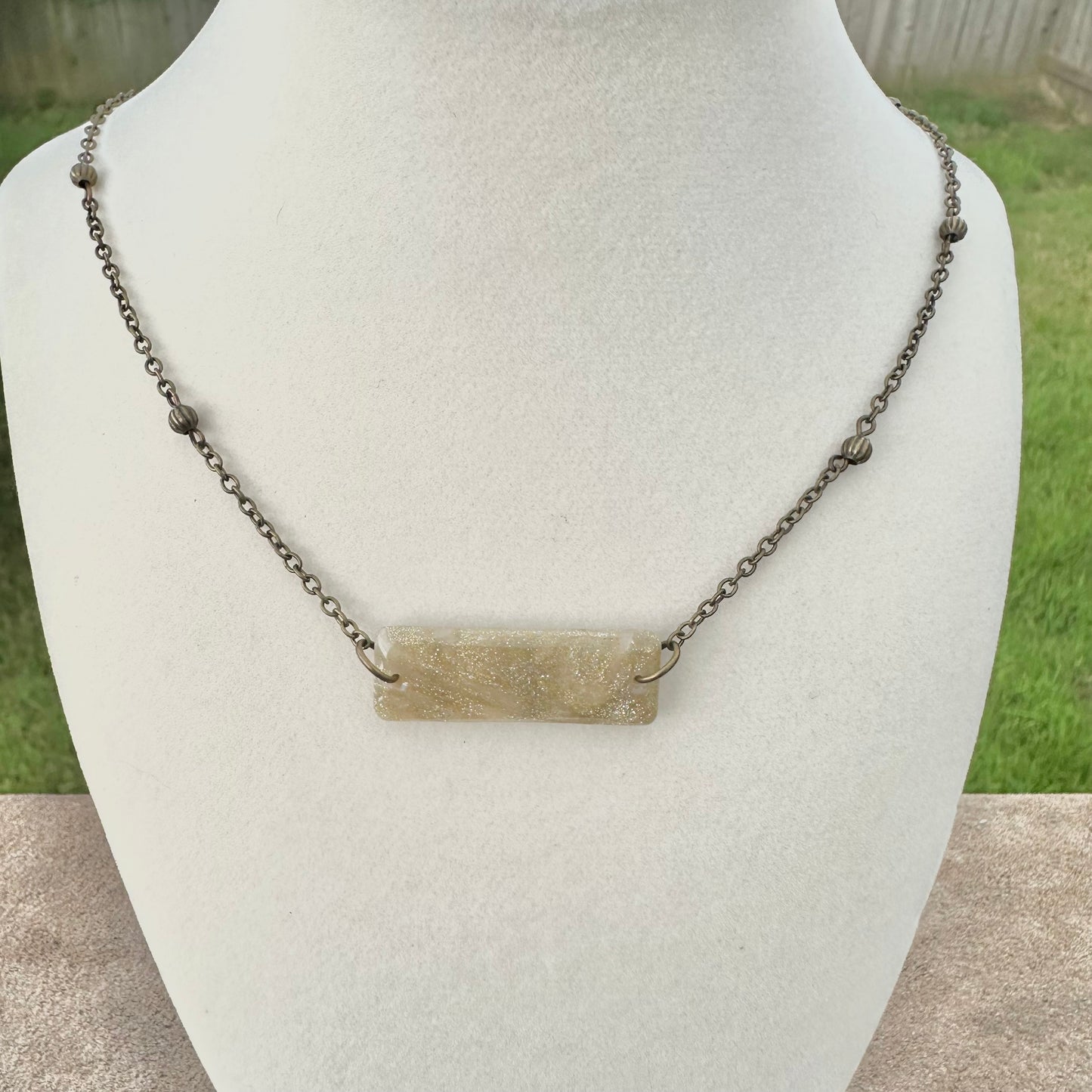 Gold Swirl Bar Necklace