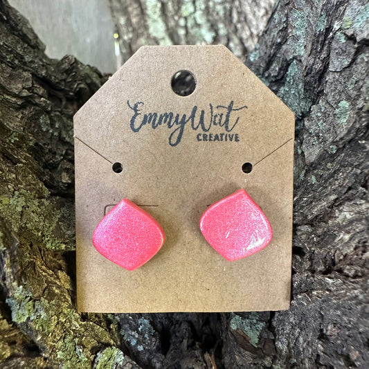 Salmon Pearl Rounded Diamond Studs