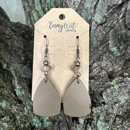Taupe Leather Inspired Teardrop