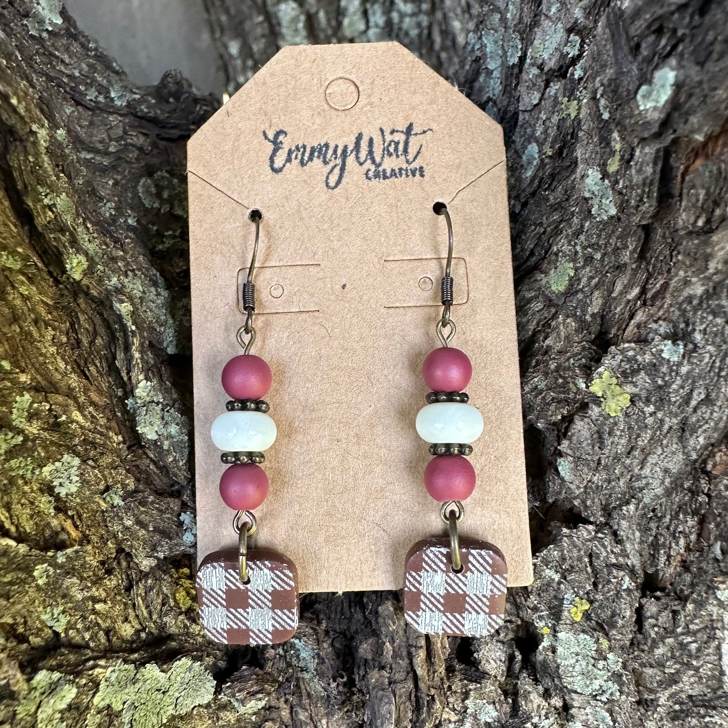 Brown and Cream Plaid Drops