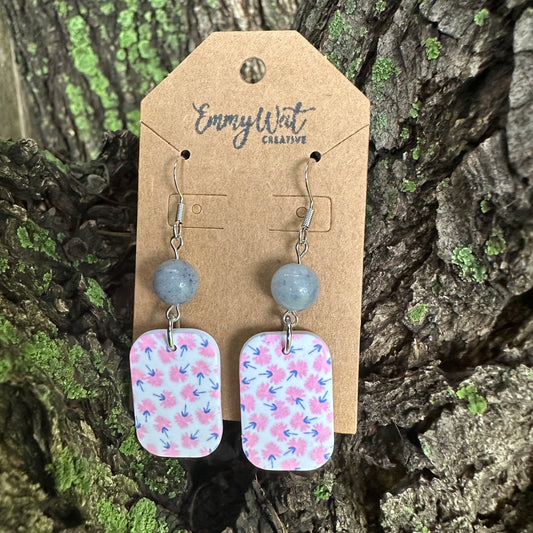 Pink and Blue Floral Rectangle