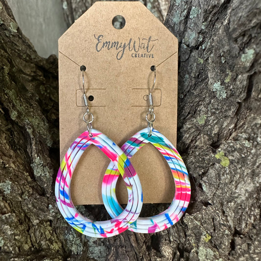 Neon Swirl Teardrop Hoops