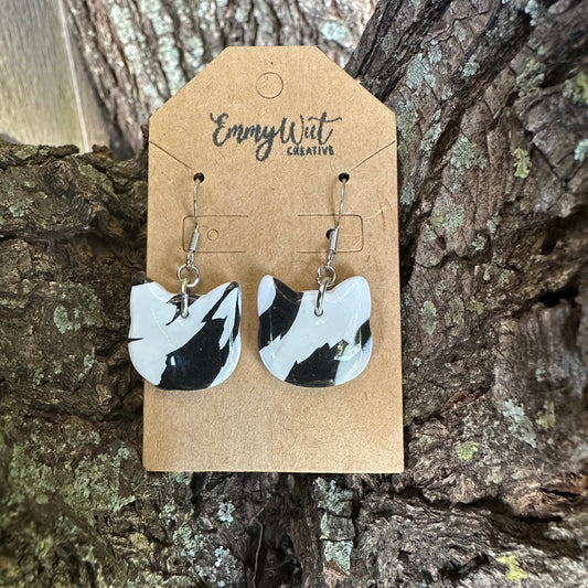 Black and White Cat Earrings