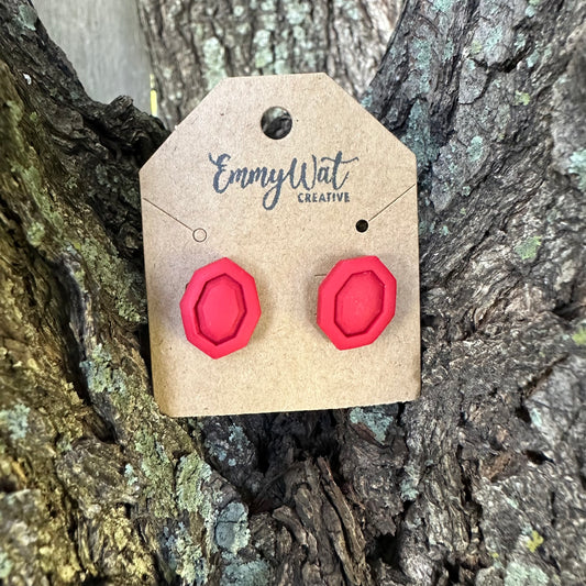 Red Octagon Studs