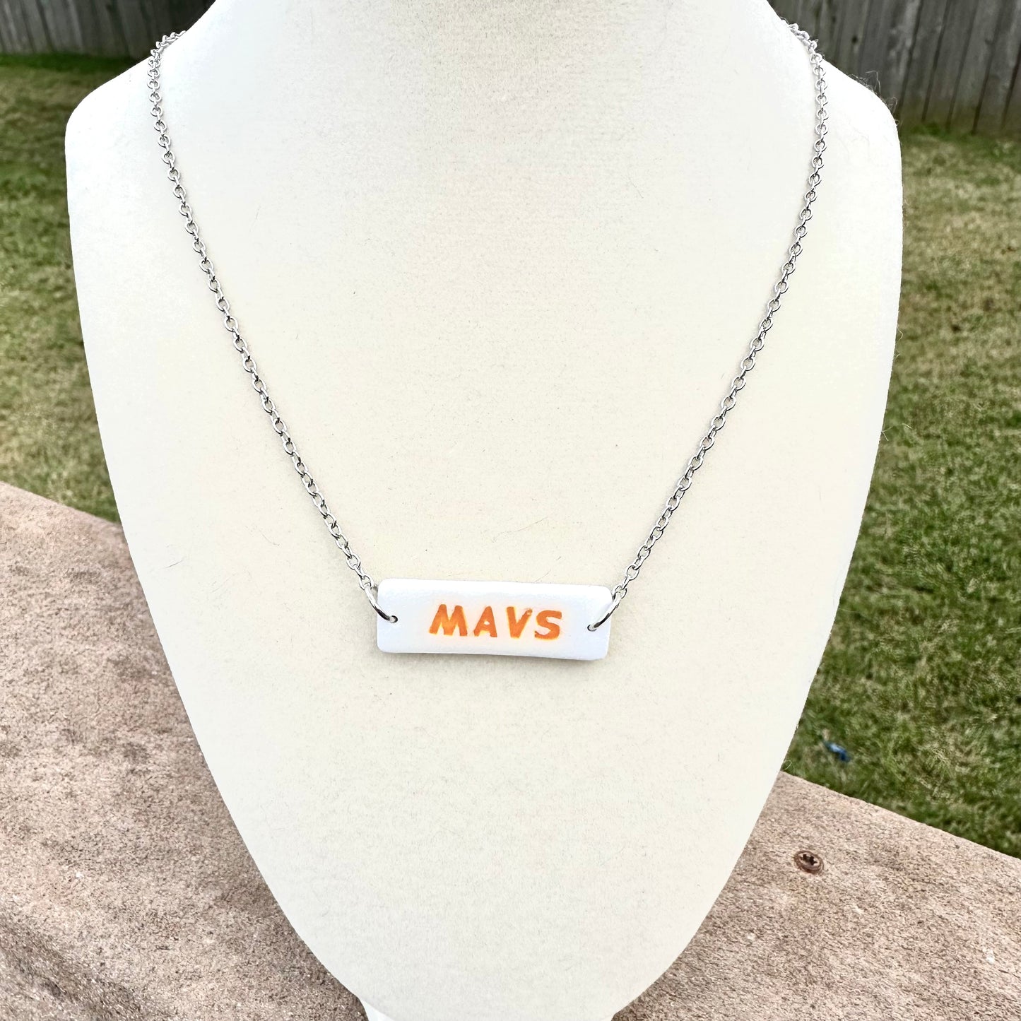 White Mavericks Bar Necklace