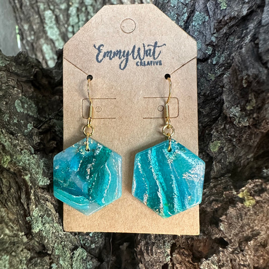 Teal Geode Hexagons