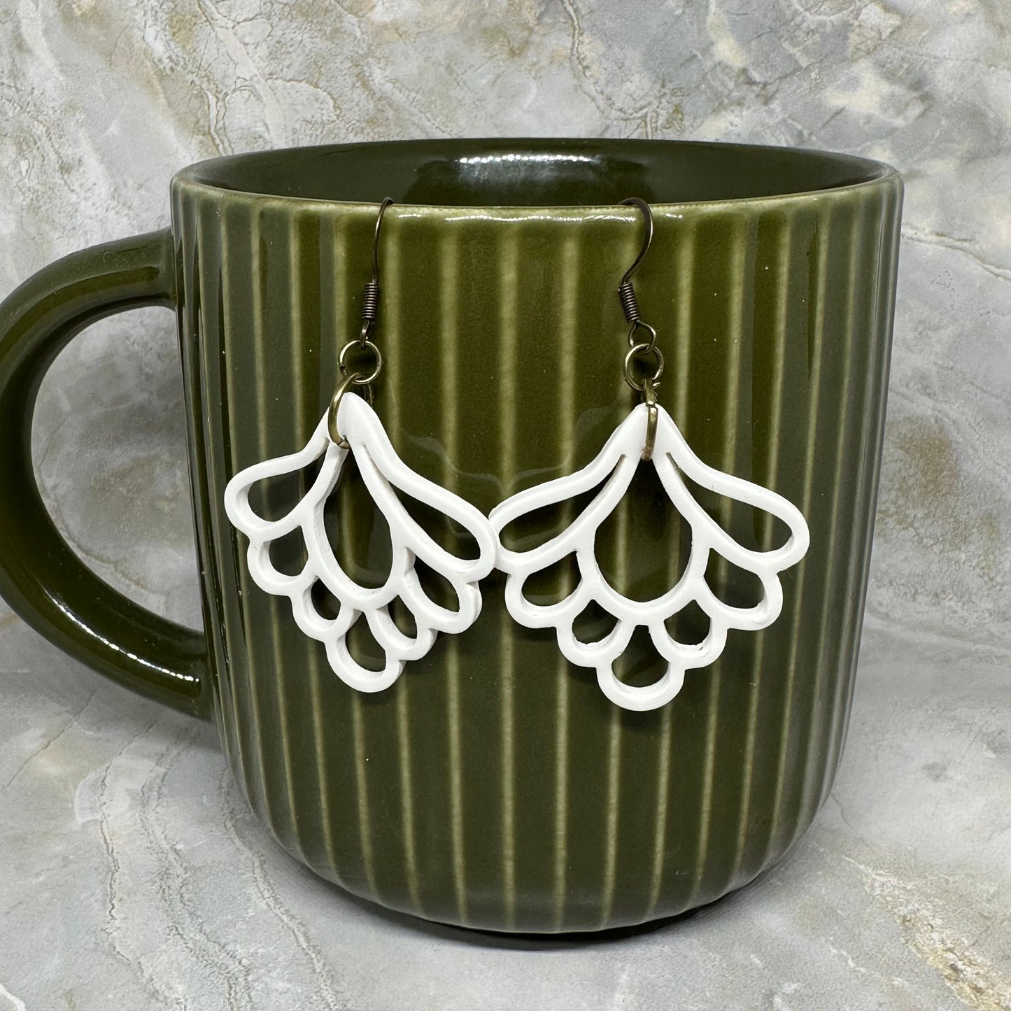 Elegant White Filigree Drop Earrings