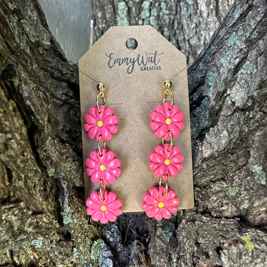 Pink Triple Daisy Drops