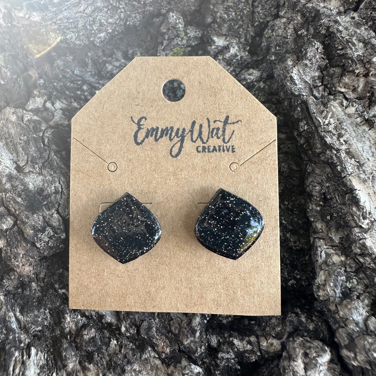 Black Galaxy Rounded Diamond Studs