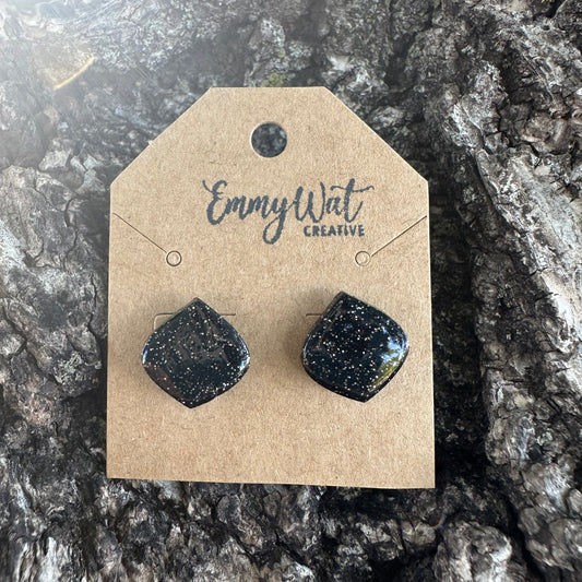 Black Galaxy Rounded Diamond Studs